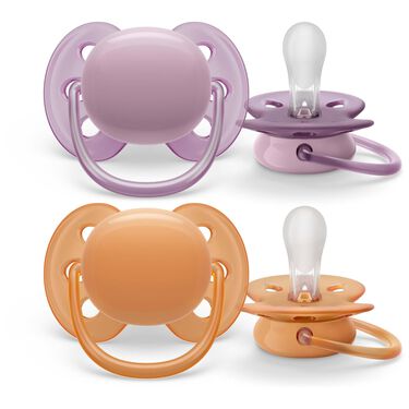 Philips Avent Ultra Soft Fopspeen - 6 tot 18 Maanden - 2 Speentjes - Roze/Oranje - SCF091/33