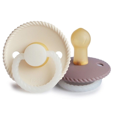 FRIGG Rope Night Fopspeen Cream / Twilight 0-6 Mnd 2 Stuks