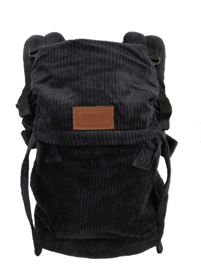 ByKay Draagzak Click Carrier Deluxe - Luxe Draagzak Draagzak Baby vanaf broekmaat 62/68 tot +/- 3jaar - Maximale Ondersteuning, Comfort & Ergonomie - Click & Go - voor Buik, Heup en Rug - Rib Fluweel - Smoky Black