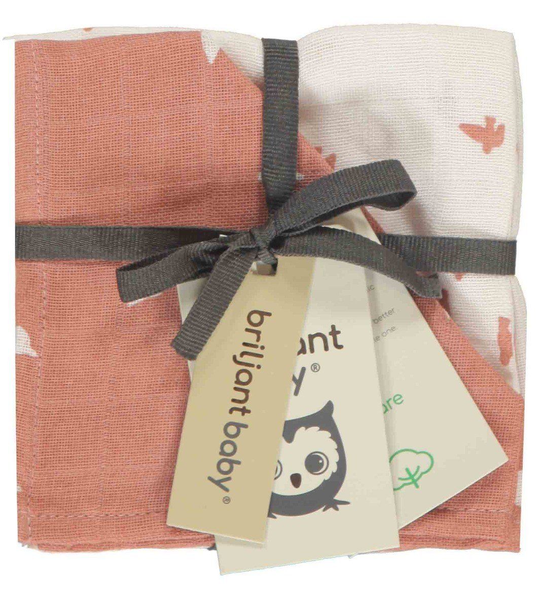 Hydrofiele Monddoekjes Briljant Baby Birds Organic Ash Rose 4st