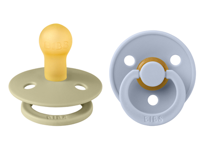BiBS - Colour Pacifier - Maat 1 - Fopspeen - 2 stuks - Khaki / Dusty Blue