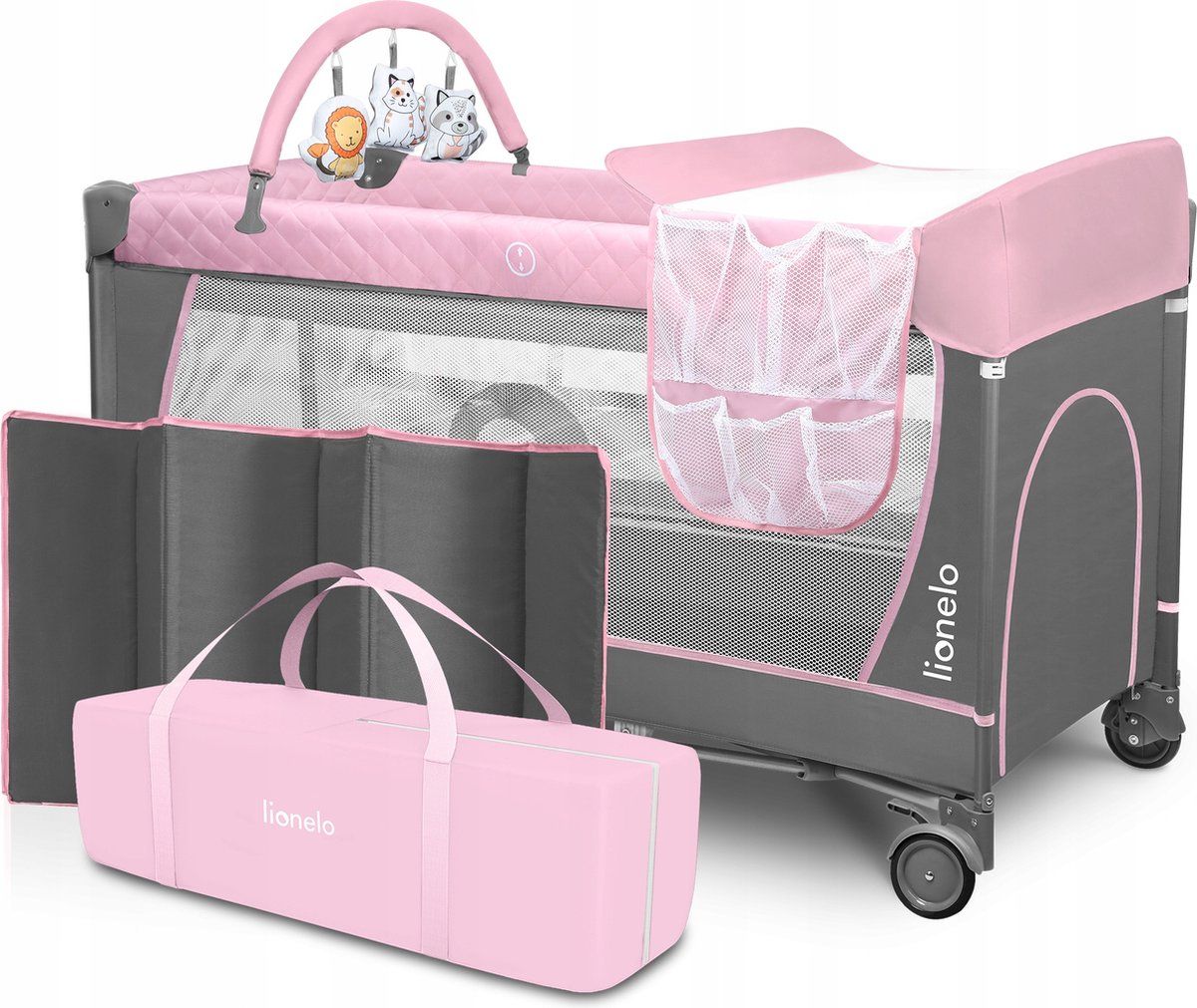 Campingbed/box Lionelo Flower Flamingo