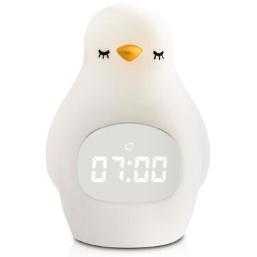 LUVION® Pinguïn Slaaptrainer - Kinderwekker - Slaapwekker - Met nachtlamp functie en wekker timer - Slaaphulp voor kinderen vanaf de peuter leeftijd - Ook leuk als nachtlampje voor baby's