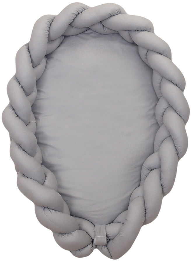 MamaLoes Amy Pure Grijs 2-in-1 Babynest en Braided Bedbumper 80661