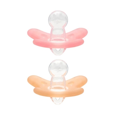 Difrax Siliconen Fopspeen Raspberry / Caramel 6-12 Mnd 2 Stuks
