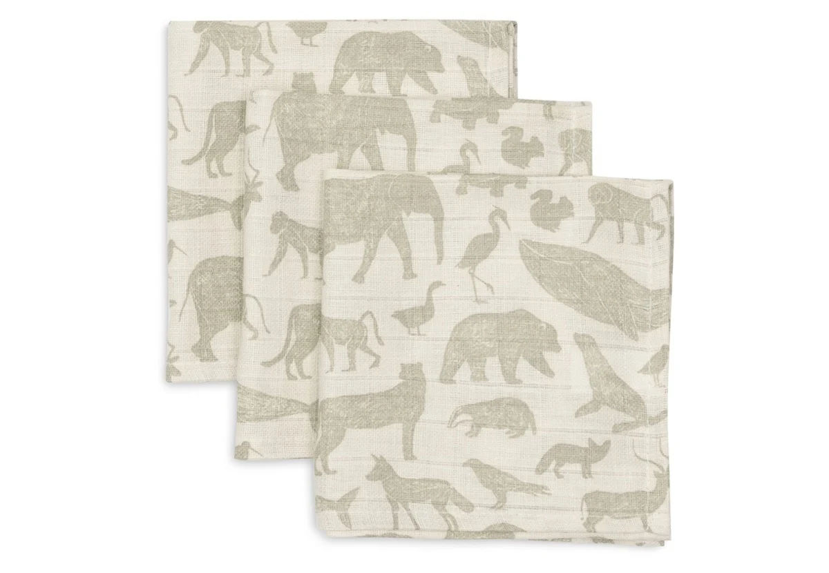 Jollein Animals Hydrofiel Monddoekje - 3 Stuks - Olive Green