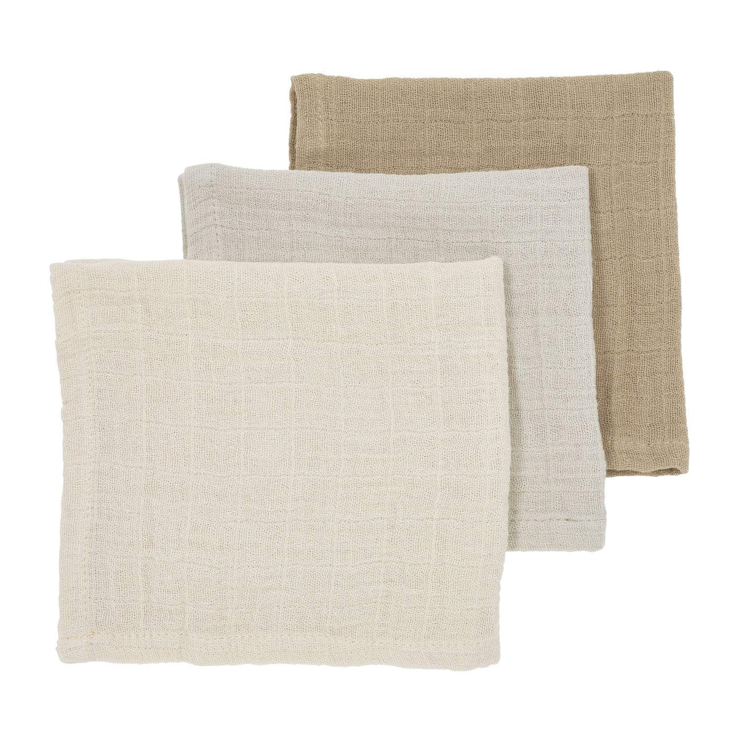 Meyco Baby Hydrofiele Monddoekjes - 3 Stuks - Soft Sand/Greige/Taupe