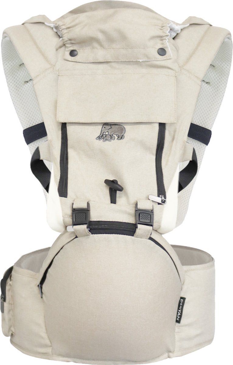 Deryan Pack Luxe Ergonomische draagzak - Babydrager + Opbergvakjes - Zand