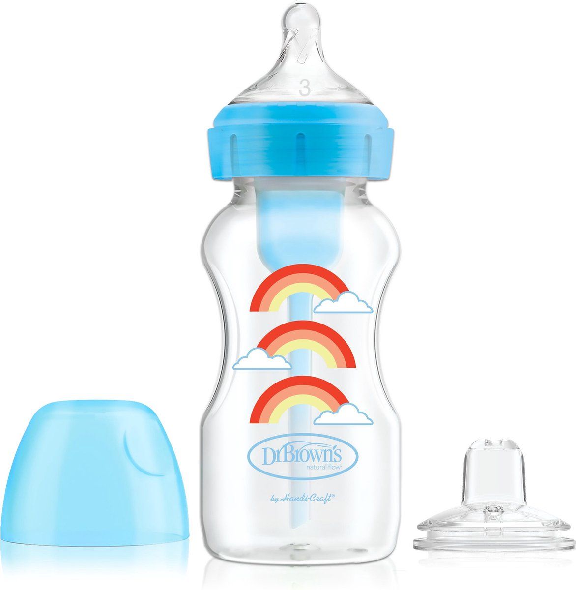 Dr. Brown’s Options+ Starter Kit Fles / Sippy Blauw 270 ml