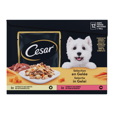 Cesar Selectie in Gelei - Pouch - 12 x 100 g - natvoer honden