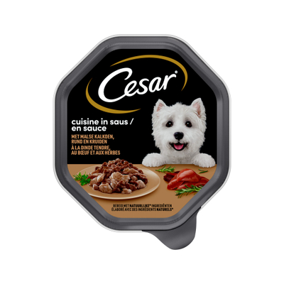 Cesar Cuisine in Saus - Kalkoen en Rund - 14 x 150 g - natvoer honden