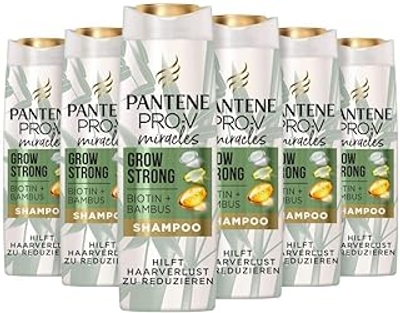Pantene Pro-V Miracles Grow Strong Shampoo met biotine en bamboe, verpakking van 6 stuks 6 x 250 ml, beauty, haaruitval voor vrouwen, haarverzorging, shampoo voor dames