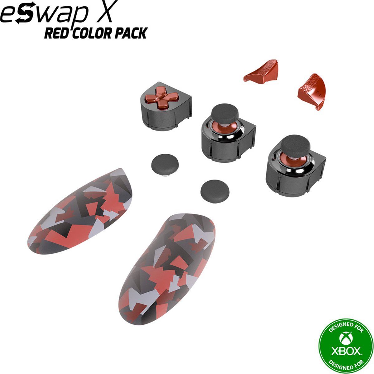 Thrustmaster ESWAP X RED COLOR PACK - bundel met 7 rode Camo-modules, next generation, NXG-mini-sticks, hot-swap - compatibel met de ESWAP X PRO CONTROLLER (Xbox Series X|S en PC) - beschikt over next generation (NXG) analoge mini-sticks