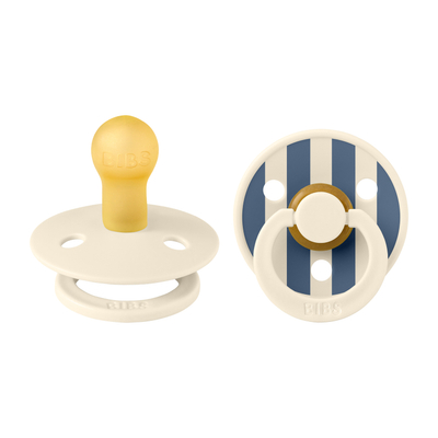 BiBs Studio Pin Fopspeen - 6-18 Mnd - 2 Stuks - Ivory Steel Blue Mix