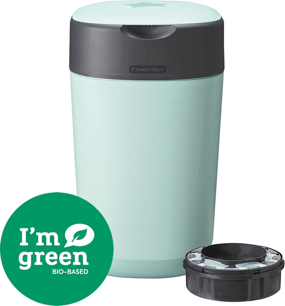 Tommee Tippee Twist & Click Luieremmer milieuvriendelijker systeem, inclusief 1 navulcassette met duurzaam geproduceerde antibacteriële GREENFILM, Groen