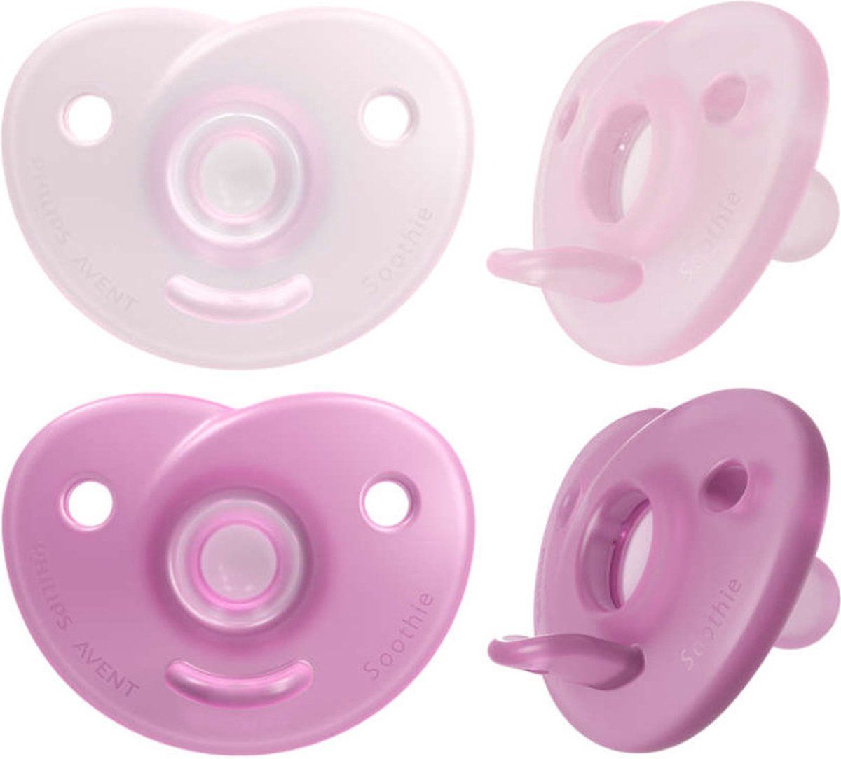 Philips Avent Soothie Fopspeen - 0 tot 6 Maanden - 2 Speentjes - Roze/Donkerroze - SCF099/20