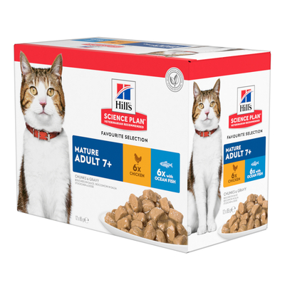 Hill's Feline Maaltijdzakjes - 24 x 85 g Mature Adult Favoriete selectie - natvoer katten