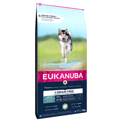 2x12kg Eukanuba Grain Free Adult Large Dogs lam droog hondenvoer - hondenbrokken