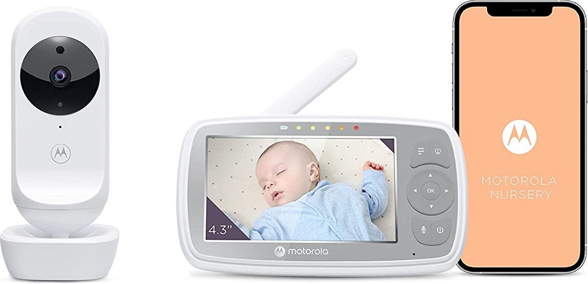 Motorola VM44 Connect Baby Monitor - Babyfoon met Camera - Wi-Fi - met App - HD Videostreaming - 2 Weg Communicatie - Infrarood Nachtzicht - Bereik tot 300 M - Wit