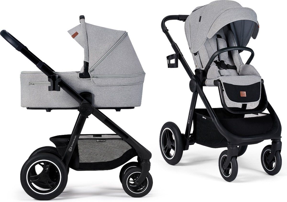 Kinderkraft EVERYDAY - Kinderwagen 2in1 tot 27 kg - Grote wieg XL - Lichtgrijs