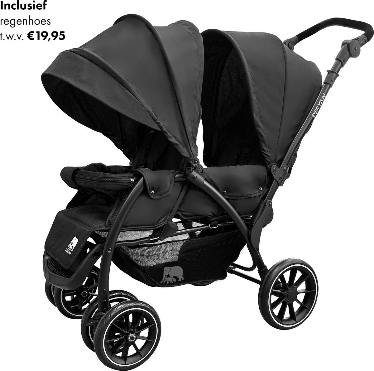 Deryan Luxe Elena Dubbele buggy- duo buggy – tandem buggy – Compact en lichtgewicht