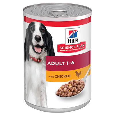 Hill's Science Plan 1-6 Adult en Light Adult - 12 x 370 g Kip - natvoer honden