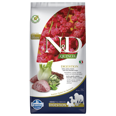 2x7kg Lam en Venkel Adult Spijsvertering Farmina N&D Quinoa droge honden - hondenbrokken