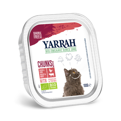 48x100g Chunks Bio-Kip & Bio-Rund met Bio-Peterselie Vera Yarrah Bio Kattenvoer nat - natvoer katten