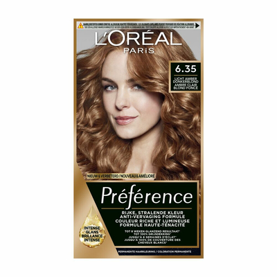 3x L'Oréal Préférence Permanente Haarkleuring 6.35 Donker Goud Mahonieblond
