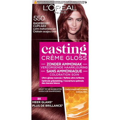 2x L'Oréal Casting Crème Gloss Semi-Permanente Haarkleuring 550 Raspberry Cupcake - Licht Mahoniebruin