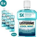 LISTERINE Cool Mint mondwater, verfrissende mondwaterspoeling voor bestrijding van schadelijke bacteriën voor gezond tandvlees, 6 x 500ml