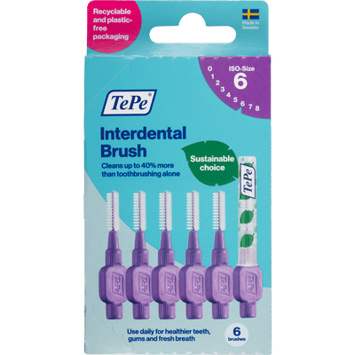 TePe Interdentale Ragers Original Paars ISO maat 6 – 1,1 mm (6 stuks)