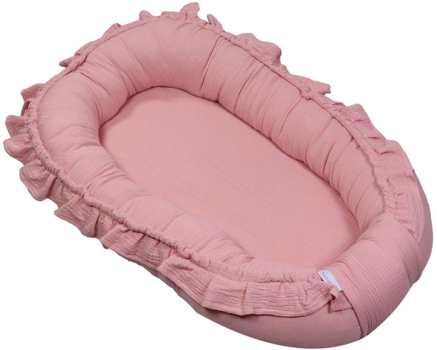 MamaLoes Soft Cotton Ruffle Licht Roze Babynest