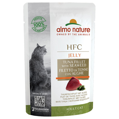 Jelly Maaltijdzakjes Almo Nature  6 x 55 g - Tonijnfilet met zeewier - natvoer katten