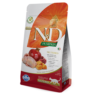 Economy Pack: 2x5kg Farmina N&D Neutered Adult Pompoen, Kwartel & Granaatappel Droog Kattenvoer - kattenbrokken
