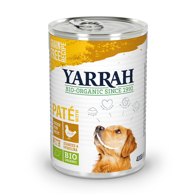 6 x 400 g Yarrah Bio Paté Kip met Zeealgen & Spirulina Hondenvoer - natvoer honden