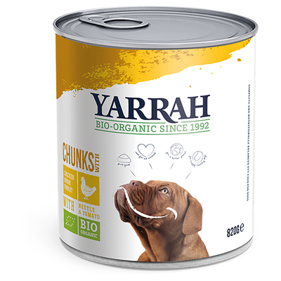 Yarrah Bio Kip met Brandnetel & Tomaten in Saus 6 x 820 gr  - natvoer honden