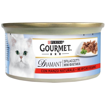 24x85g Natuurlijk Rundvlees Gourmet Diamant Nat voor Katten - natvoer katten