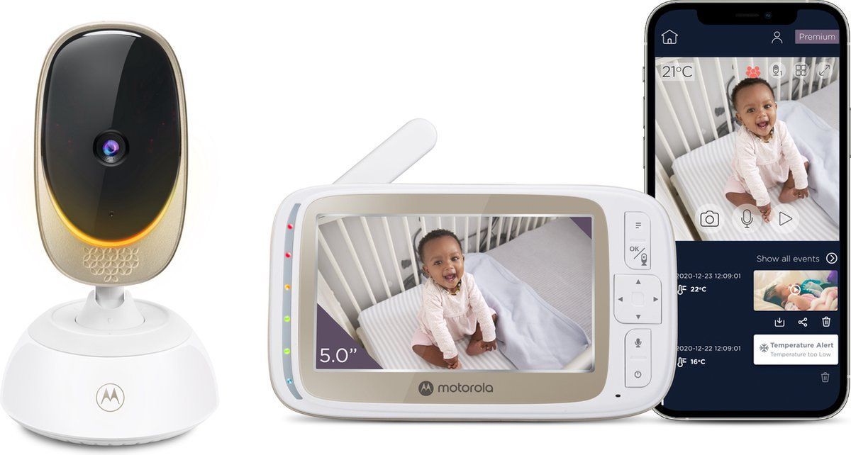 Motorola Nursery Babyfoon met Camera - Baby Monitor VM85 Connect - Baby Camera met Kleuren Display - Besturing met Motorola Nursery App - Incl. Terugspreekfunctie en Nachtlampje