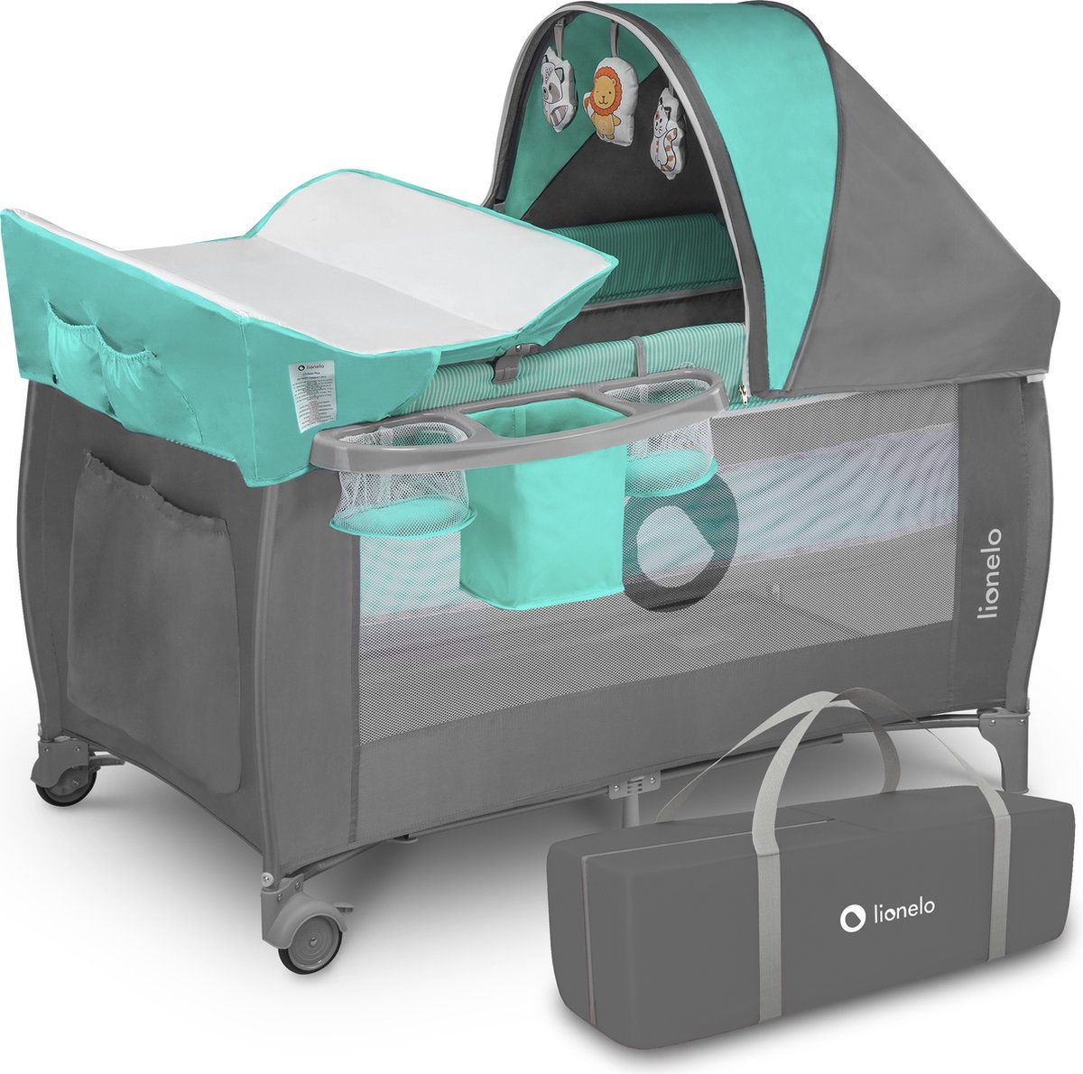 Lionelo Sven Plus - Meegroeibed - Campingbedje - 127x60cm - tot 15kg - SET 2in1 - Co-sleeper