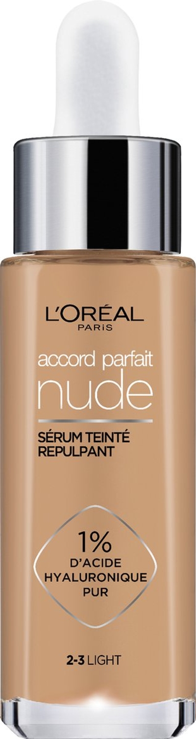 L?Oréal Paris Accord Parfait Nude Volumegevend Getint Serum Foundation met hyaluronzuur - 2-3 Light - 30ml