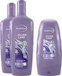 Andrélon Shampoo & Conditioner - Zilver Care - keratine shampoo verrijkt met amandelolie - 2 x 300 ml + 250 ml