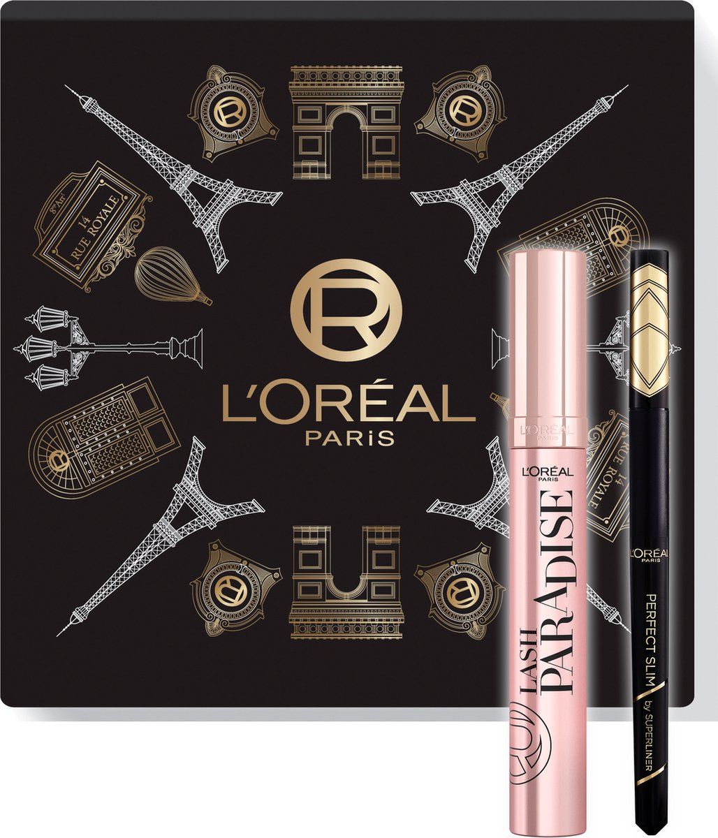 L'Oréal Paris Lash Paradise mascara + Superliner Perfect slim eyeliner - geschenkset