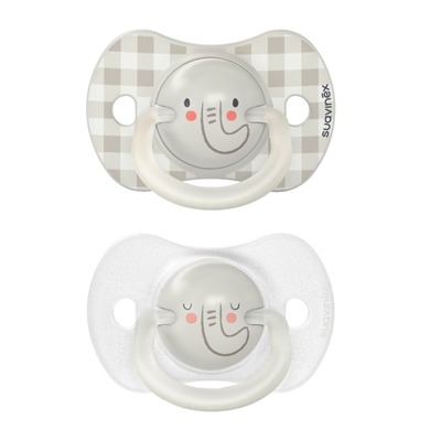 Suavinex Night&Day Reversible Duo Elephant Gray 2 stuks 6-18m Silicone Fopspenen SXSNP2082815