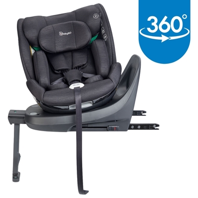 BabyGO Prime 360 autostoel - Draaibare i-Size autostoel met isoFix - voor kinderen van 40-125cm - Zwart