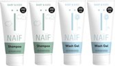 Naïf - Wasgel & Shampoo Voordeelset - Babyverzorging - Baby's & Kinderen - met Natuurlijke Ingrediënten - 4x 200ml