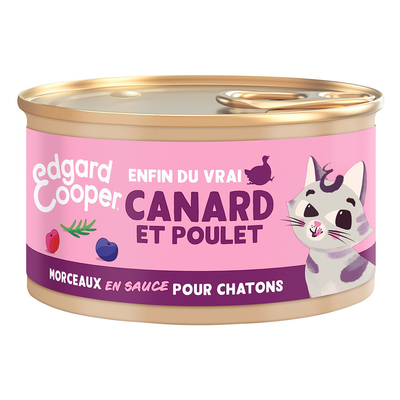 6x85g Edgard & Cooper Kitten Brokken in graanvrije sauce eend. kip - Kattenvoer - natvoer katten