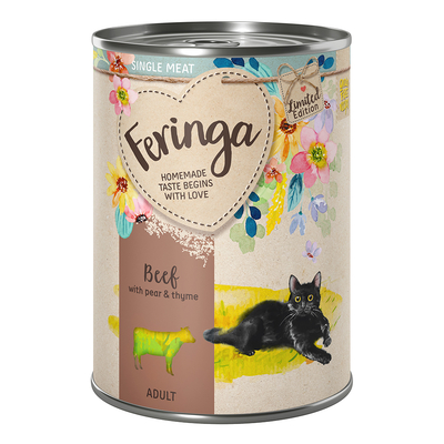 Limited Edition: Feringa Single Meat Voorjaarsmenu Rund met Peer Kattenvoer 6 x 410 g - natvoer katten