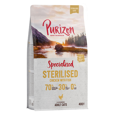 2 x 400 g Purizon Kattenvoer voor een probeerprijs! - Sterilised Adult Kip & Vis - kattenbrokken