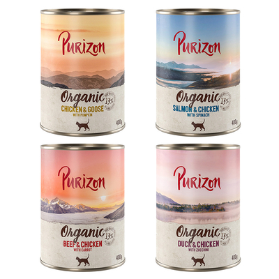 Purizon Organic 6 x 400 g Mixpakket 4 Soorten - natvoer katten